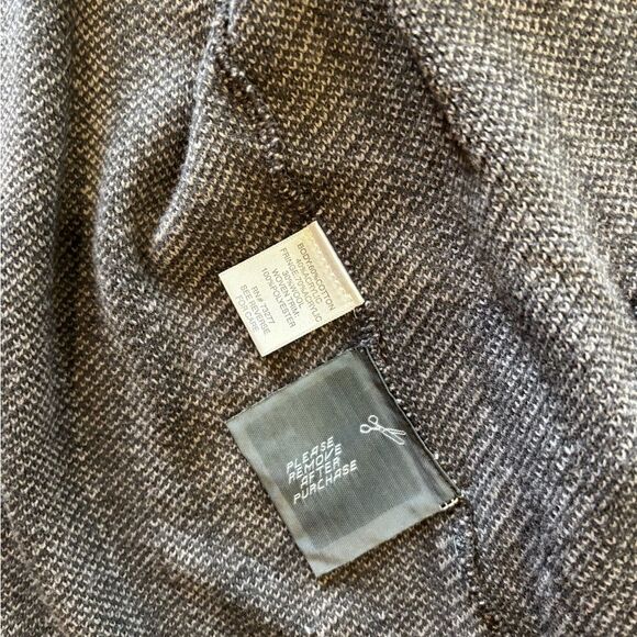 Dana Buchman Gray Striped Wool Blend Cardigan Hook closure with Fringe trim - Picture 5 of 6